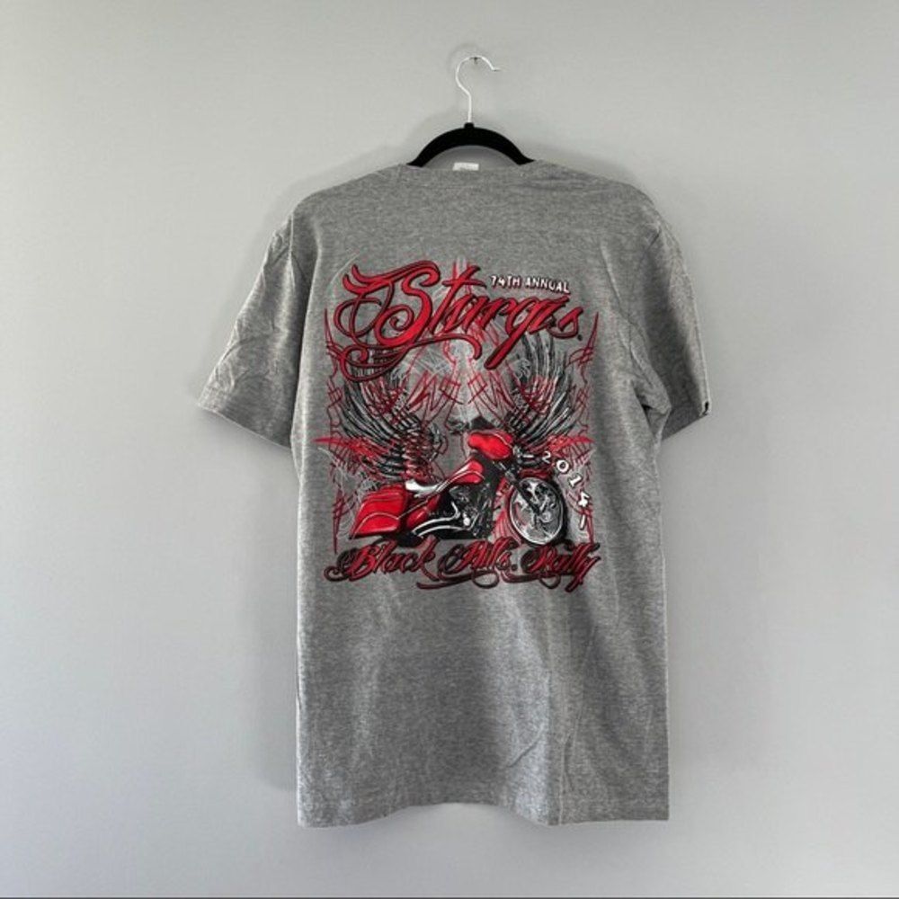 Sturgis Motorcycle Rally 2014 Gray Graphic T-Shirt Short Sleeve Crew Neck